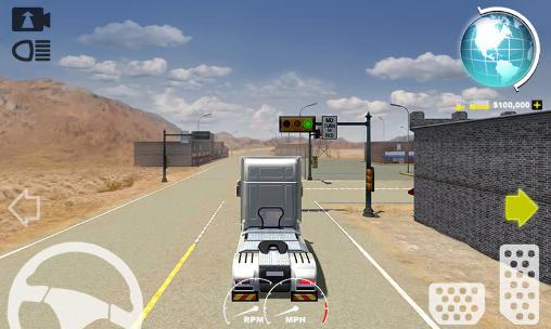 Gameplay of the USA 3D truck simulator 2016 for Android phone or tablet.