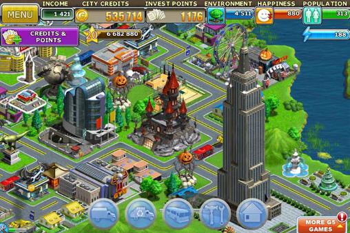 Gameplay of the Virtual city: Playground for Android phone or tablet.
