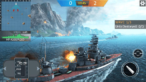 Warship sea battle - Android game screenshots.