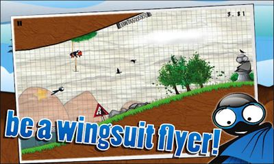 Gameplay of the Wingsuit Stickman for Android phone or tablet.