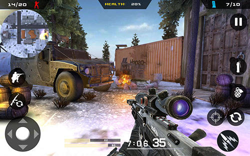 Winter mountain sniper: Modern shooter combat - Android game screenshots.