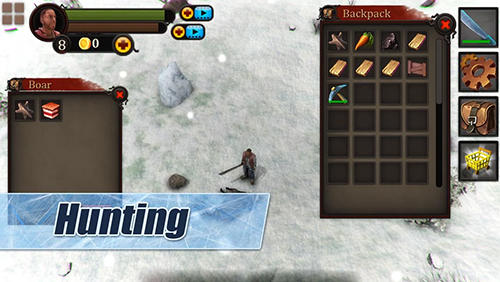 Gameplay of the Winter Island: Crafting game. Survival Siberia for Android phone or tablet.
