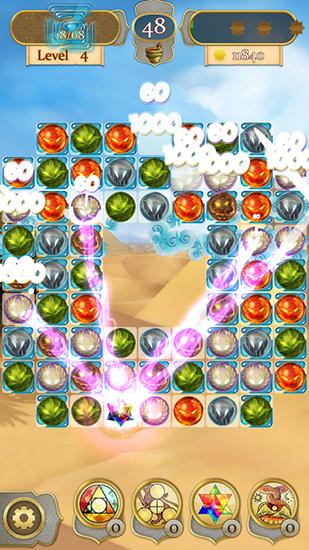 Gameplay of the Wizard and genie: Match 3 stars for Android phone or tablet.