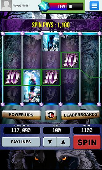 Gameplay of the Wolf slots: Slot machine for Android phone or tablet.