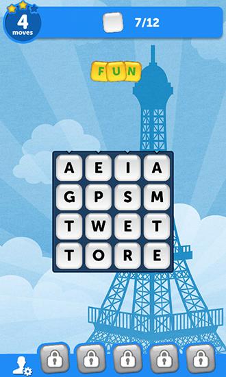 Gameplay of the Words on tour for Android phone or tablet.
