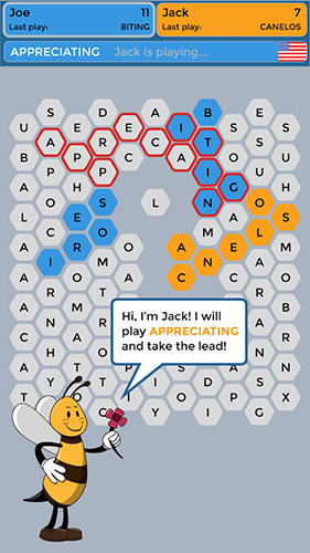 Gameplay of the Wordy bee for Android phone or tablet.