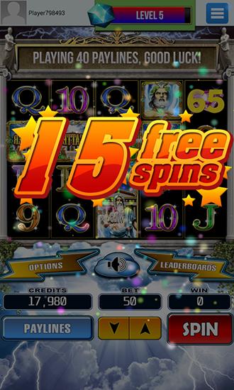 Gameplay of the Zeus slots: Slot machines for Android phone or tablet.