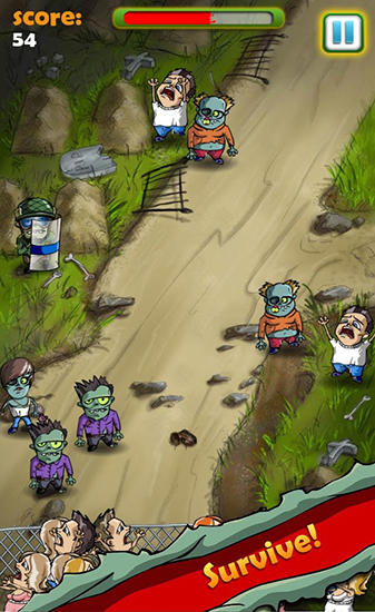 Gameplay of the Zombies: Smash and slide for Android phone or tablet.