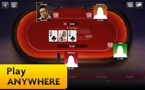 Gameplay of the Zynga poker: Texas holdem for Android phone or tablet.