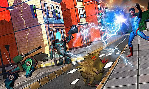 Gameplay of the City heroes 3D: Aliens war for Android phone or tablet.