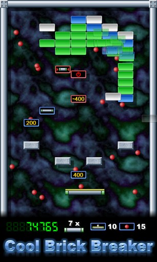 Gameplay of the Cool brick breaker for Android phone or tablet.