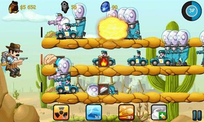 Gameplay of the Cowboy Jed: Zombie Defense for Android phone or tablet.