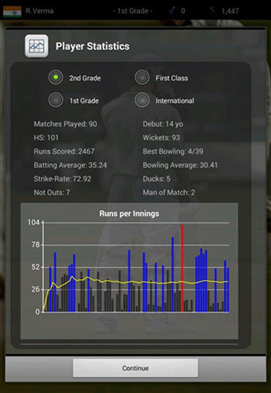 Cricket player manager - Android game screenshots.