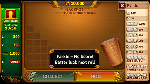 Dice legends: Farkle game - Android game screenshots.