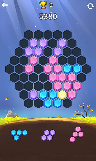Hex jewel puzzle - Android game screenshots.