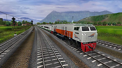 Gameplay of the Indonesian train simulator for Android phone or tablet.