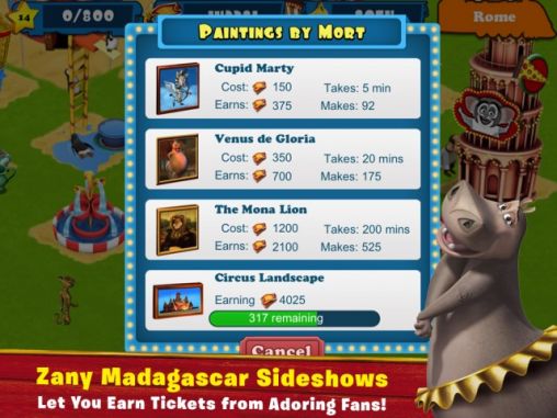 Madagascar: Join the circus - Android game screenshots.