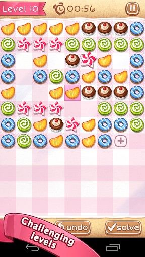 Match donuts and candies - Android game screenshots.