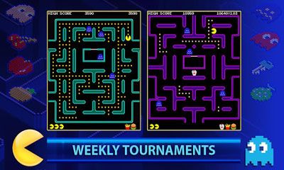 Gameplay of the PAC-MAN +Tournaments for Android phone or tablet.