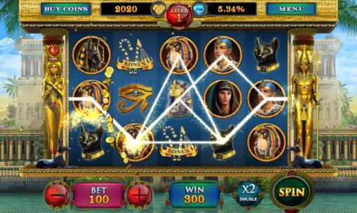 Gameplay of the Pharaoh's gold slots for Android phone or tablet.
