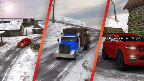 Snow hill offroad 4x4 truck 3D - Android game screenshots.
