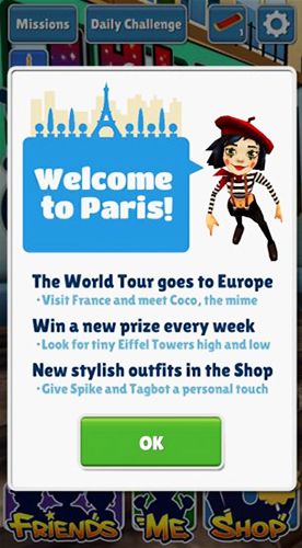 Subway surfers: World tour Paris - Android game screenshots.