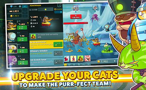 Tap cats: Idle warfare - Android game screenshots.