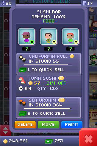 Tiny tower - Android game screenshots.