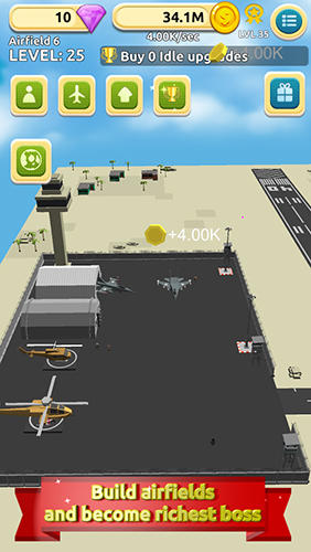 Airfield tycoon clicker - Android game screenshots.