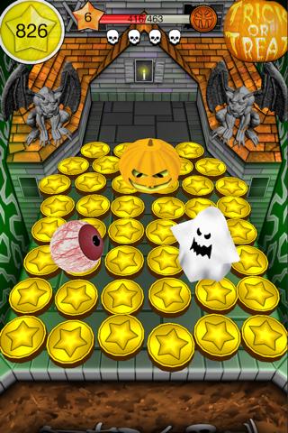 Gameplay of the Coin Dozer Halloween for Android phone or tablet.