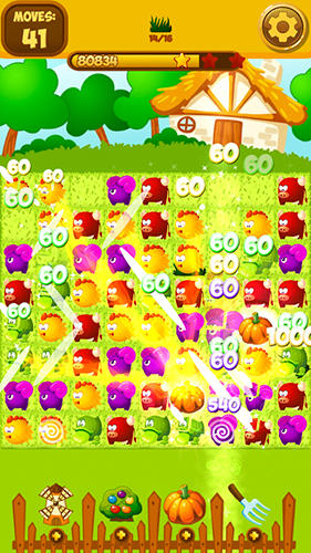 Gameplay of the Happy hay farm world: Match 3 for Android phone or tablet.