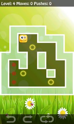 Gameplay of the Smile Sokoban for Android phone or tablet.