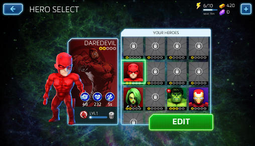 Marvel: Mighty heroes - Android game screenshots.