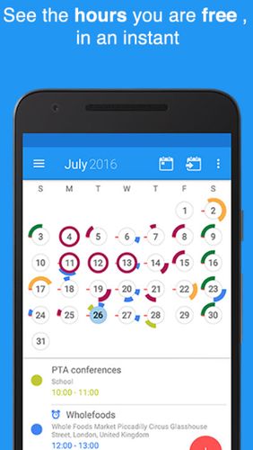 CloudCal calendar agenda screenshot.