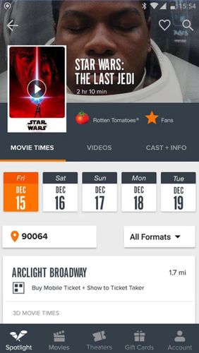 Fandango: Movies times + tickets screenshot.