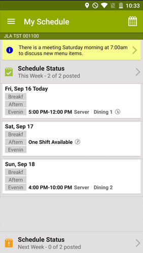 Hot Schedules screenshot.