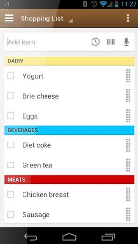 Out of milk - Grocery shopping list screenshot.