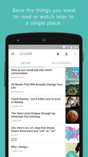 Pocket screenshot.