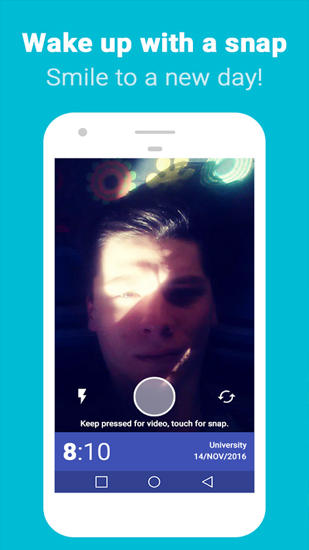 Snap Me Up: Selfie Alarm Clock screenshot.
