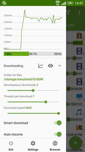 Advanced download manager screenshot.