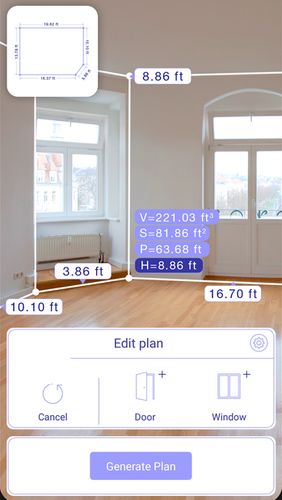 AR plan 3D ruler – Camera to plan, floorplanner screenshot.