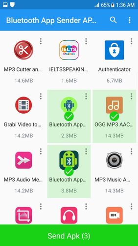 Bluetooth app sender APK share screenshot.