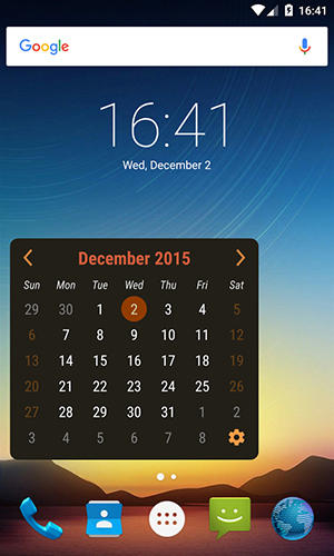 Calendar widget screenshot.