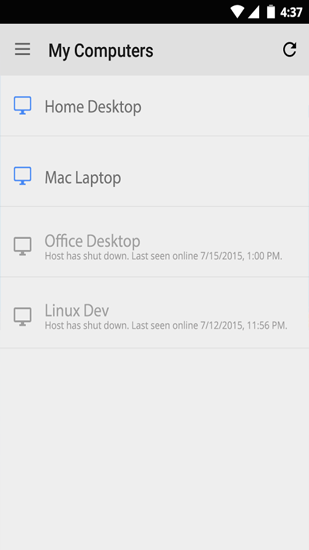 Chrome Remote Desktop screenshot.