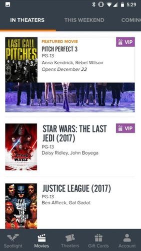 Fandango: Movies times + tickets screenshot.