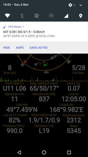 GPS status & toolbox screenshot.