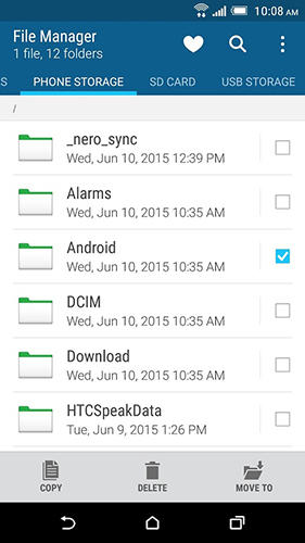 HTC file manager screenshot.