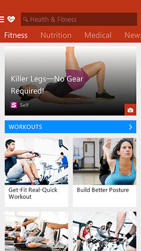 Msn health and fitness screenshot.