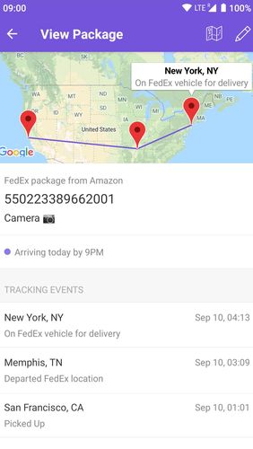 OneTracker - Package tracking screenshot.