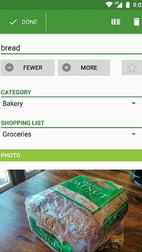 Our Groceries: Shopping list screenshot.